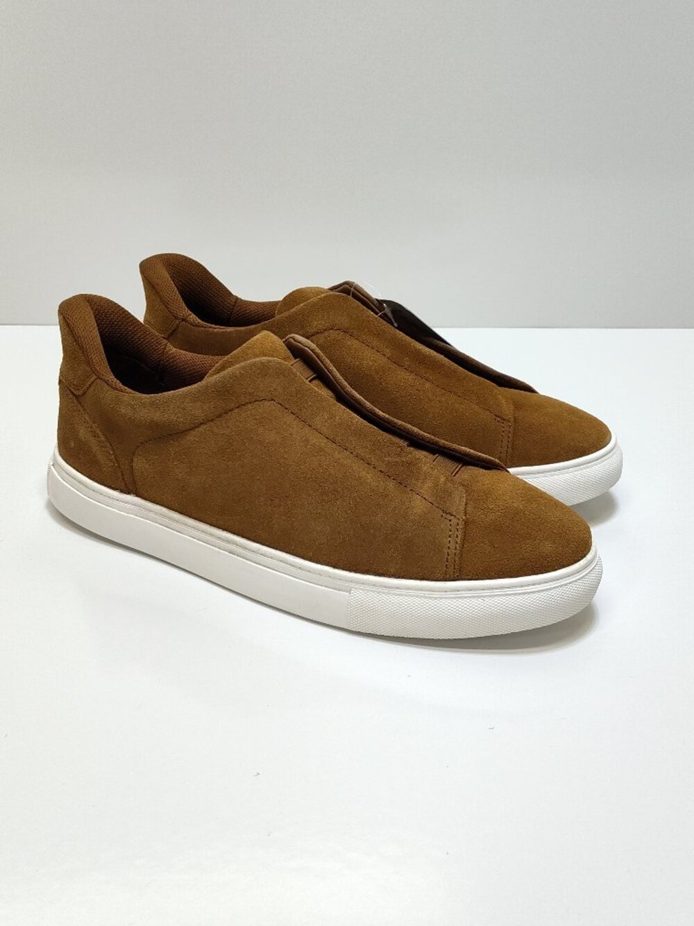 George Gore Slip On Cognac Suede Leather Sneakers Men Size 9.5 Secure Fit NWT